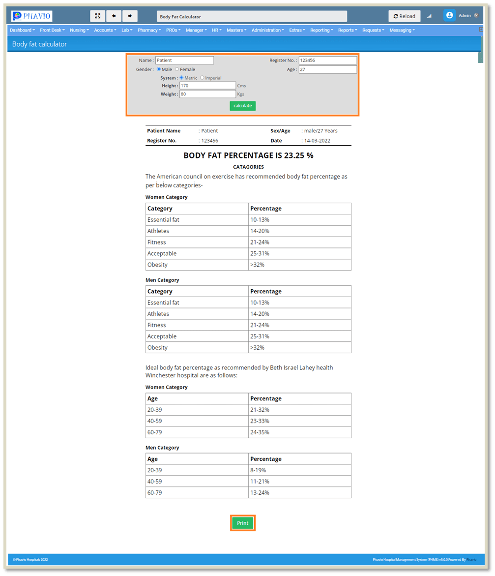 Body Fat Calculator