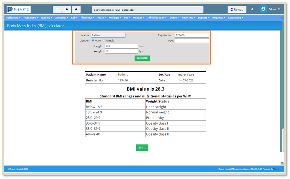 Body Mass Index (BMI) Calculator