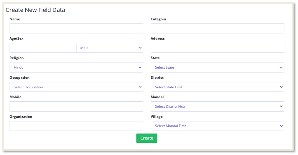 Create New Field Data