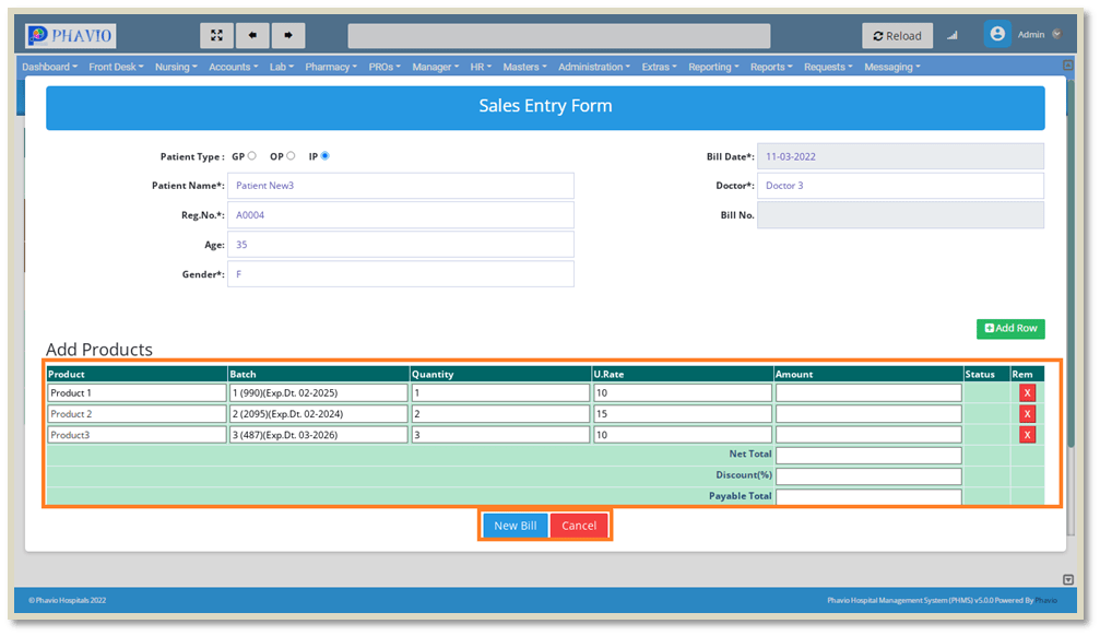 IP Sales Entry Form