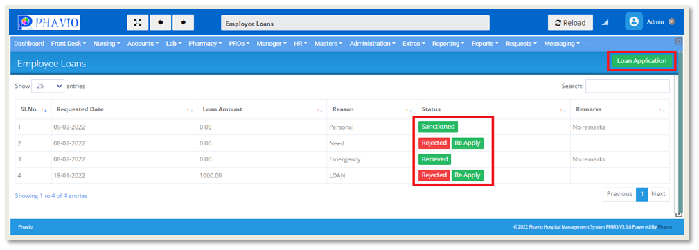 Employee Loan Requests