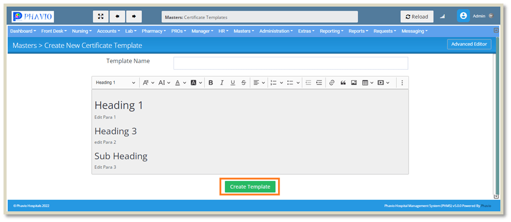 Create New Certificate Template