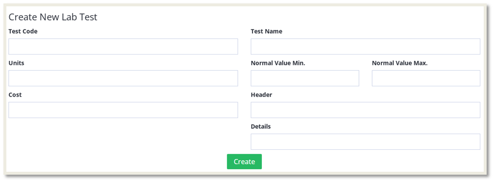 Create New Lab Test