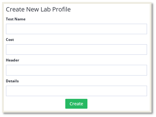 Create New Lab Test Profile