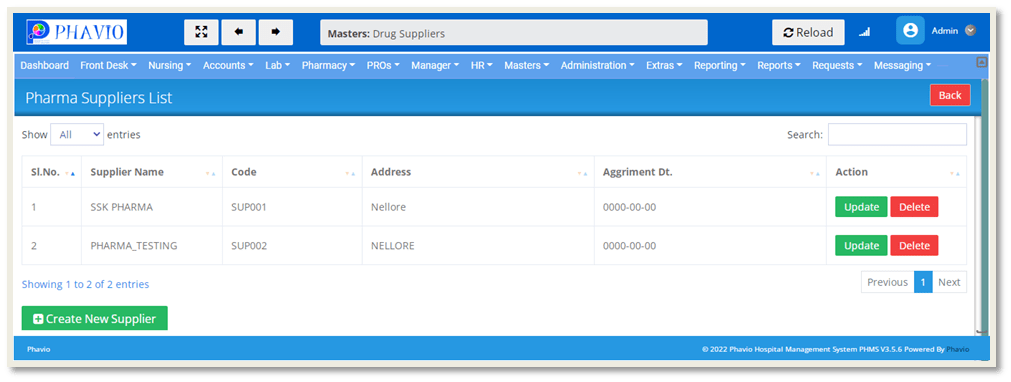 Suppliers List