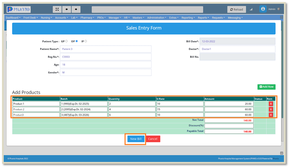 OP Sales Entry Form