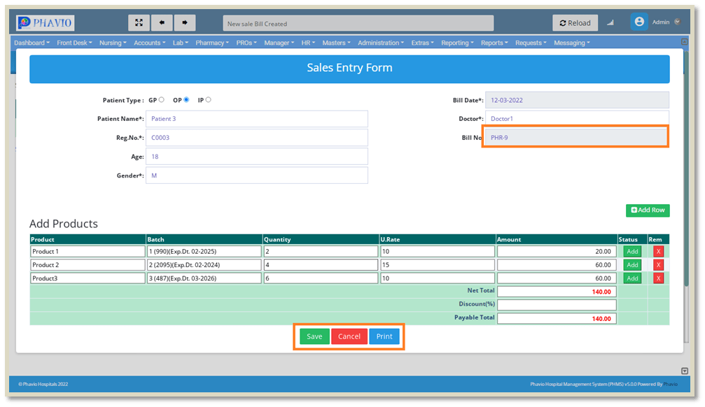 OP Sales Entry Form