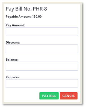 Pharmacy Bill Payment form