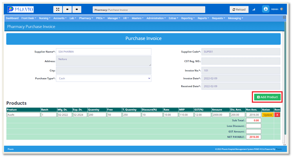 Purchase Invoice Entry