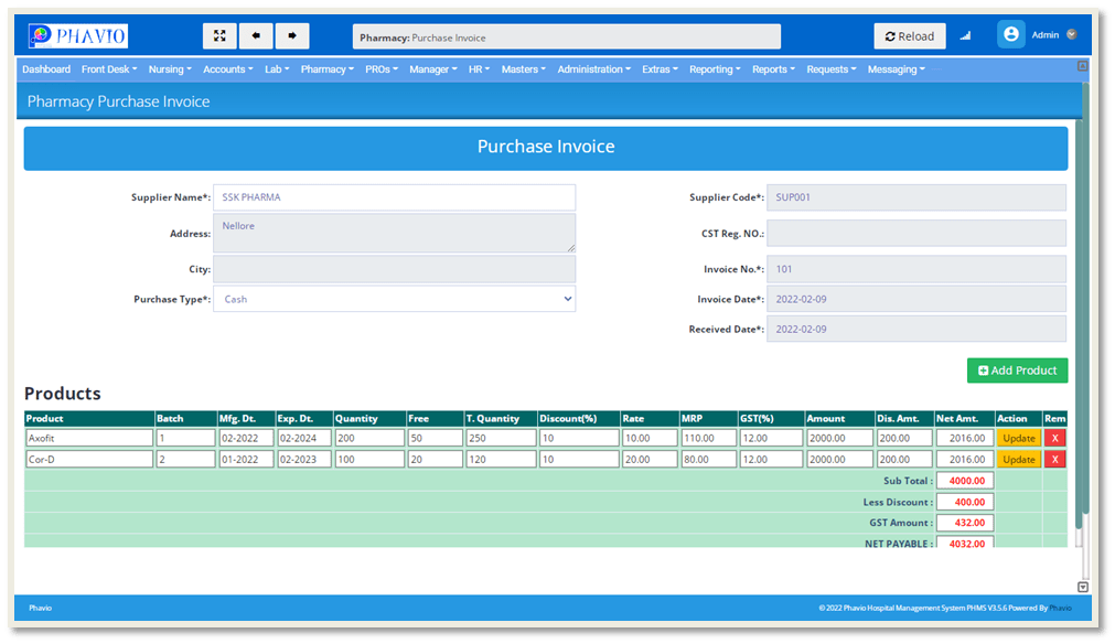Purchase Invoice Details