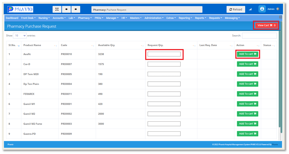 Pharmacy Purchase Request
