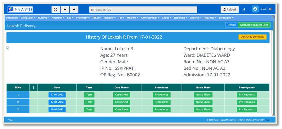 Discharged Patient History
